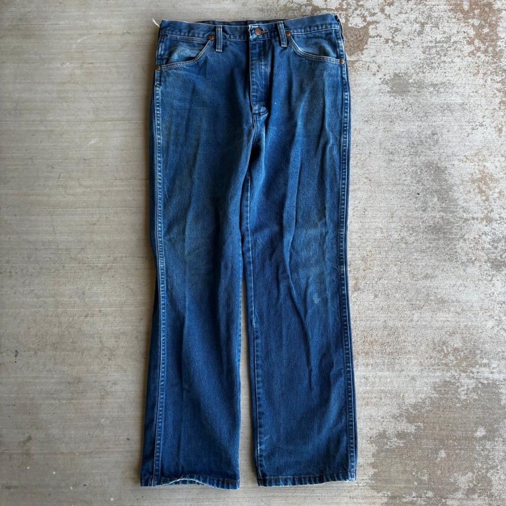 Wrangler 936DEN Mens Slim Fit Cowboy Cut Jeans Blue Made In USA 34x36 Flawed